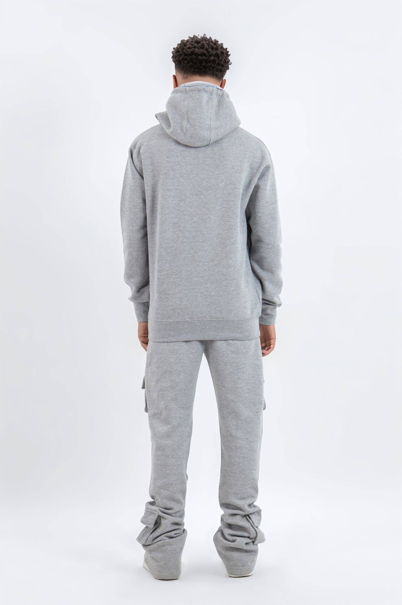 Gray 6 Pocket Stack Flare Sweatsuit