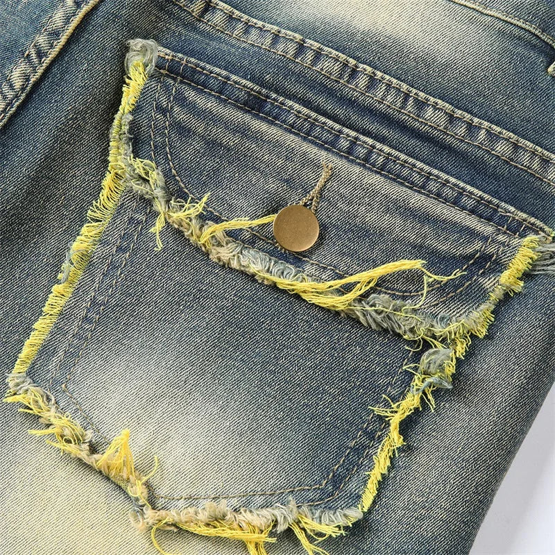 Casual Denim  Ripped Multi Pockets  Jeans