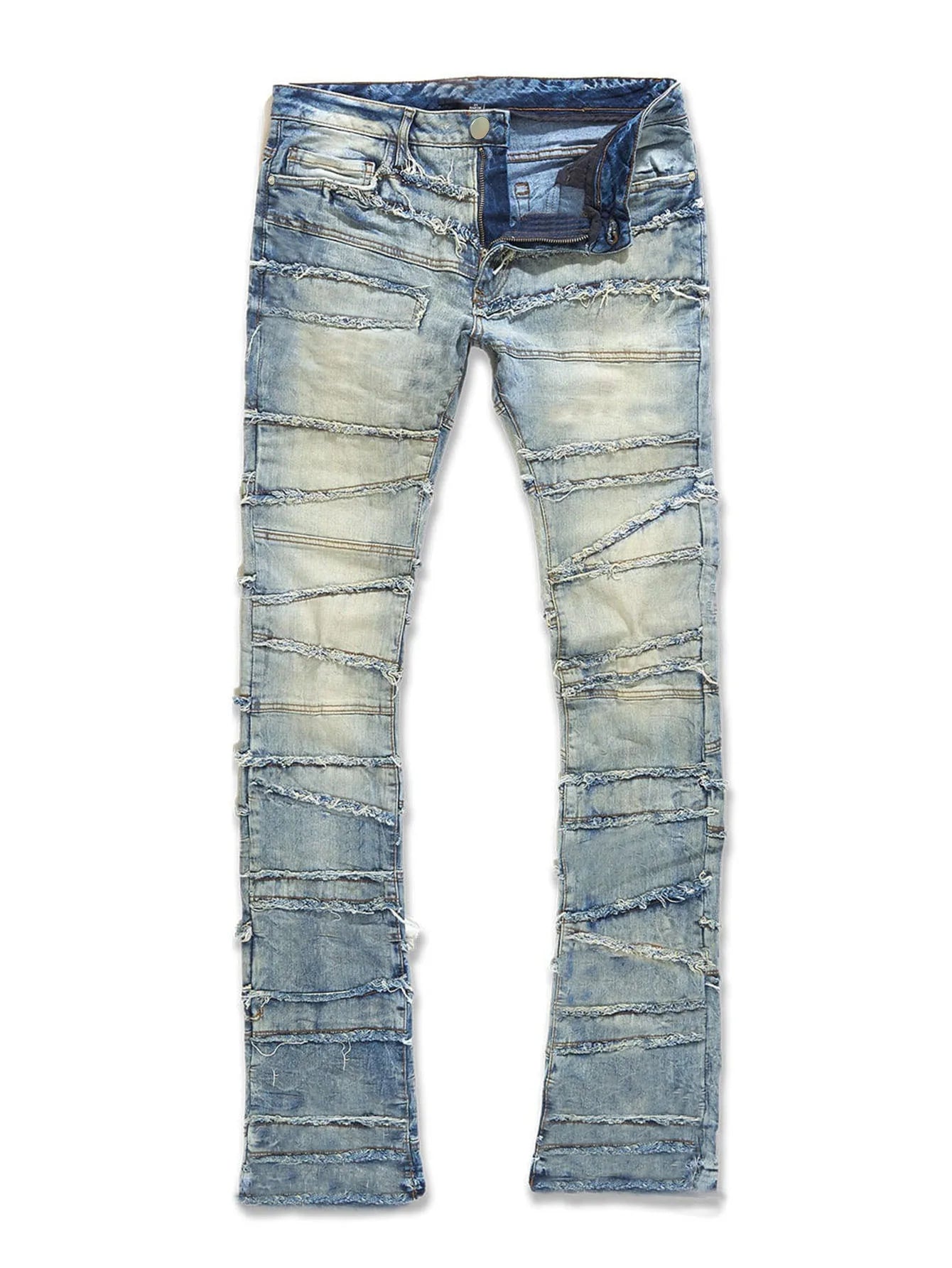 Stacked Spliced Ripped & Frayed Jeans