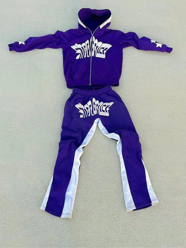 Stars Retro Hip Hop  Hoodie & Jogger Set