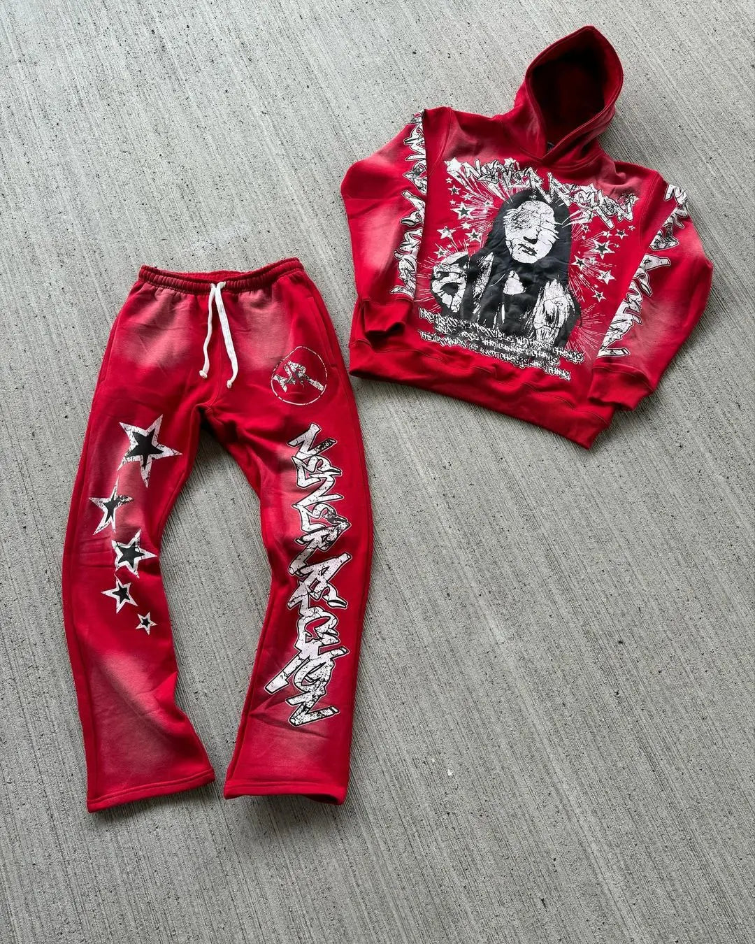 Indian Graphic Printed Sweatshirt & Flare Jogger Set