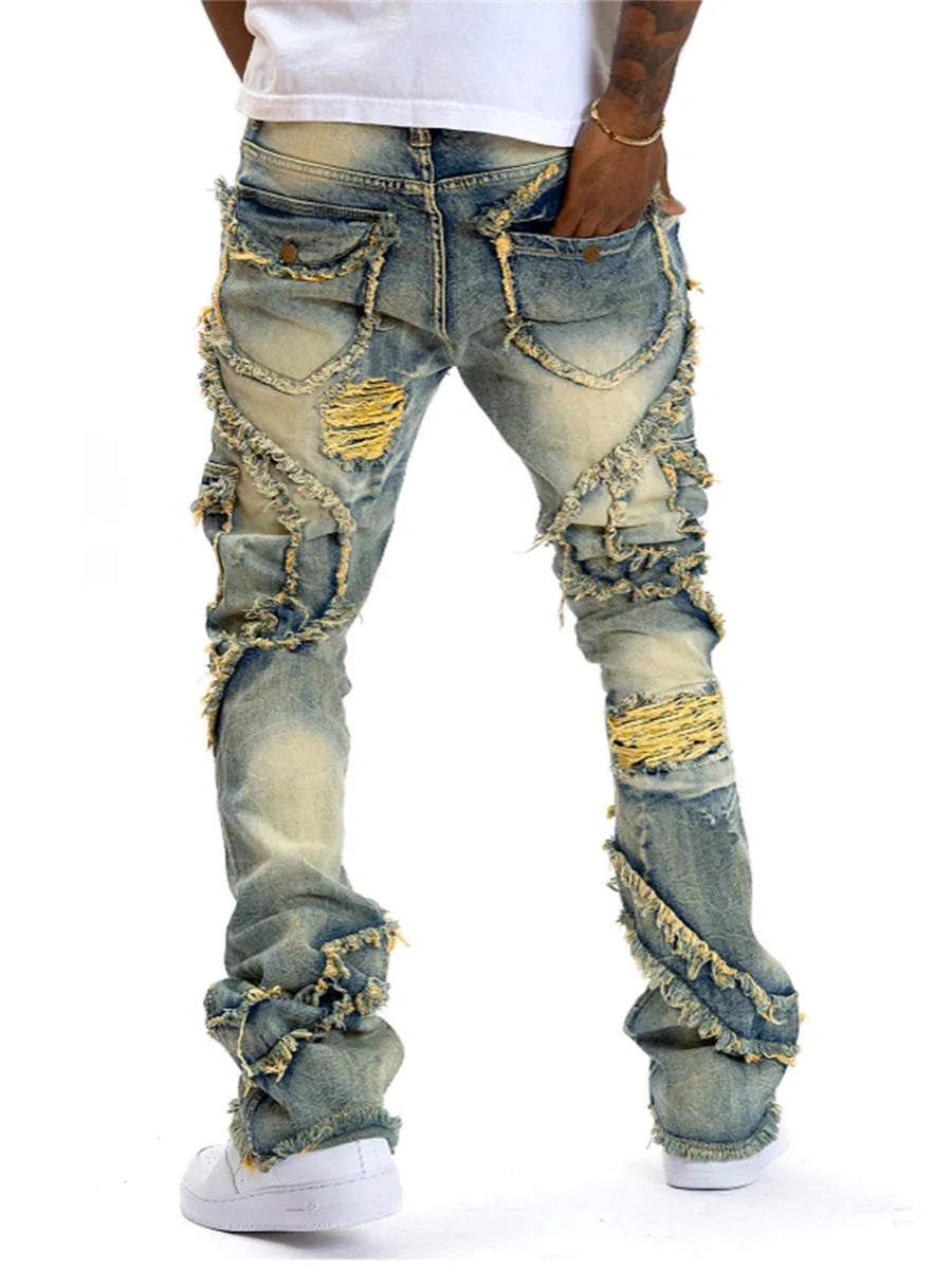 Casual Denim  Ripped Multi Pockets  Jeans