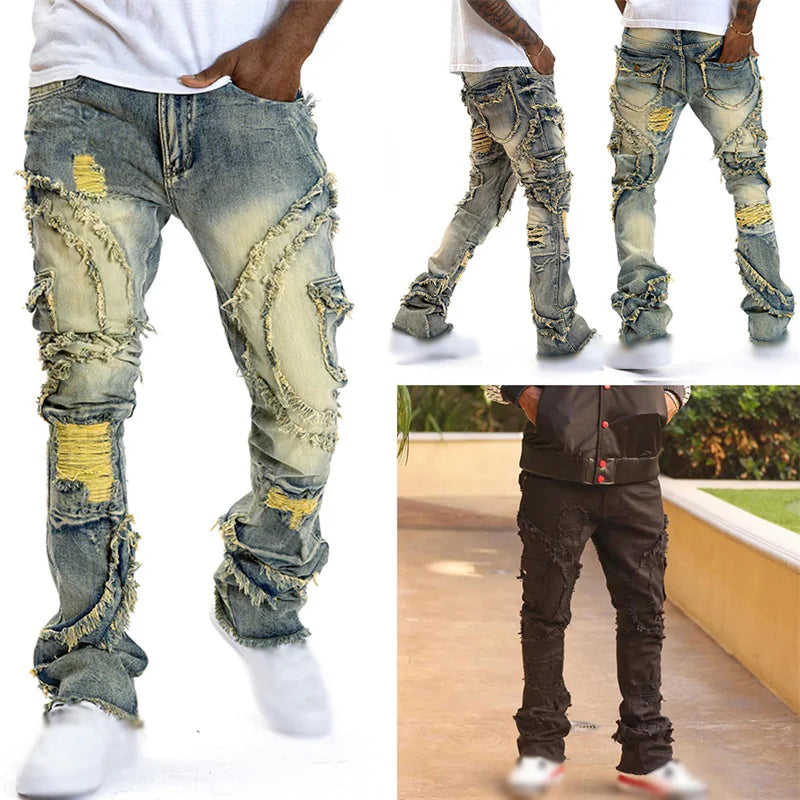 Casual Denim  Ripped Multi Pockets  Jeans