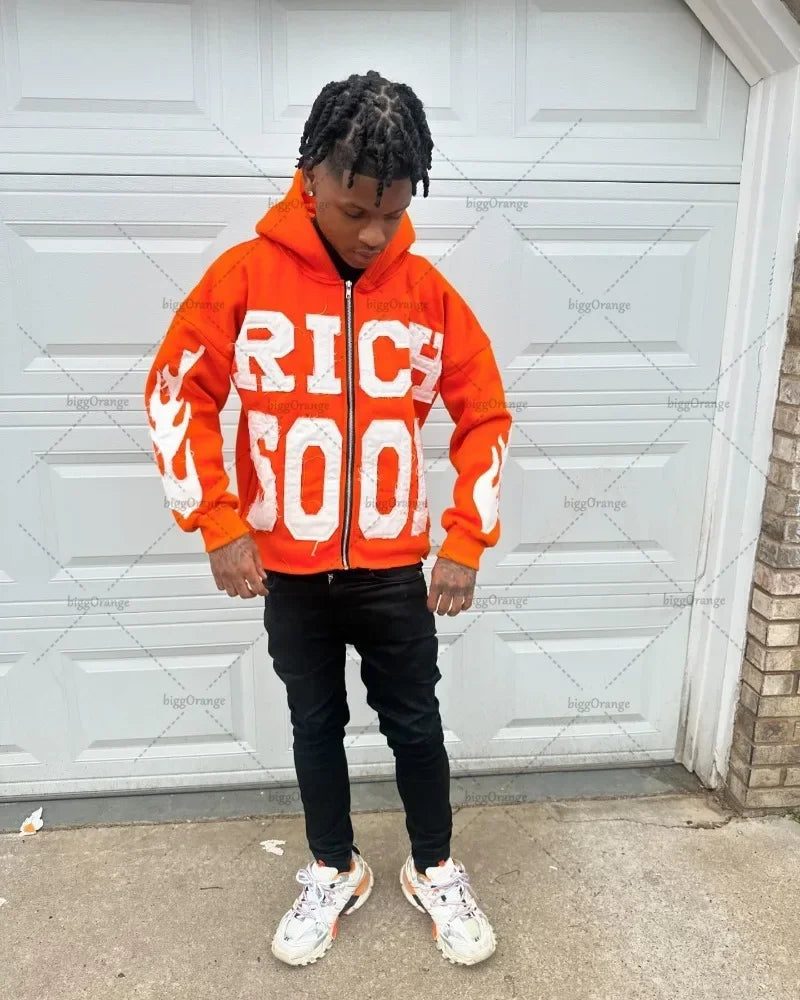 Rich Soon Embroidered Zipper Hoodie