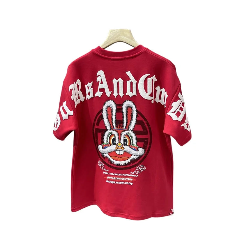 Trendy Cartoon Rabbit Printed T-Shirt