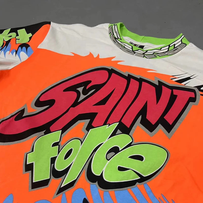 Saint Force Retro Racing Style Graffiti T Shirt