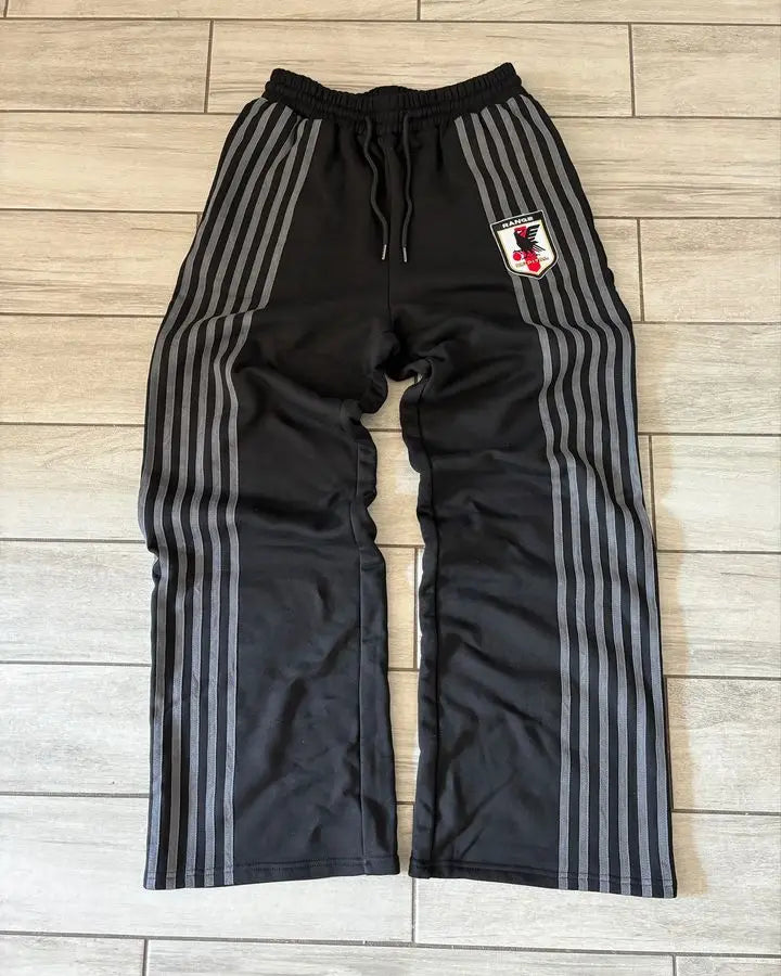 Retro Striped Embroidered Zip Hoody & Sweatpants Set