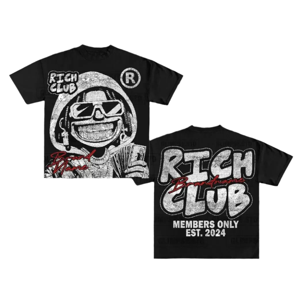 Rich Club Graffiti Printed Cotton T-shirt