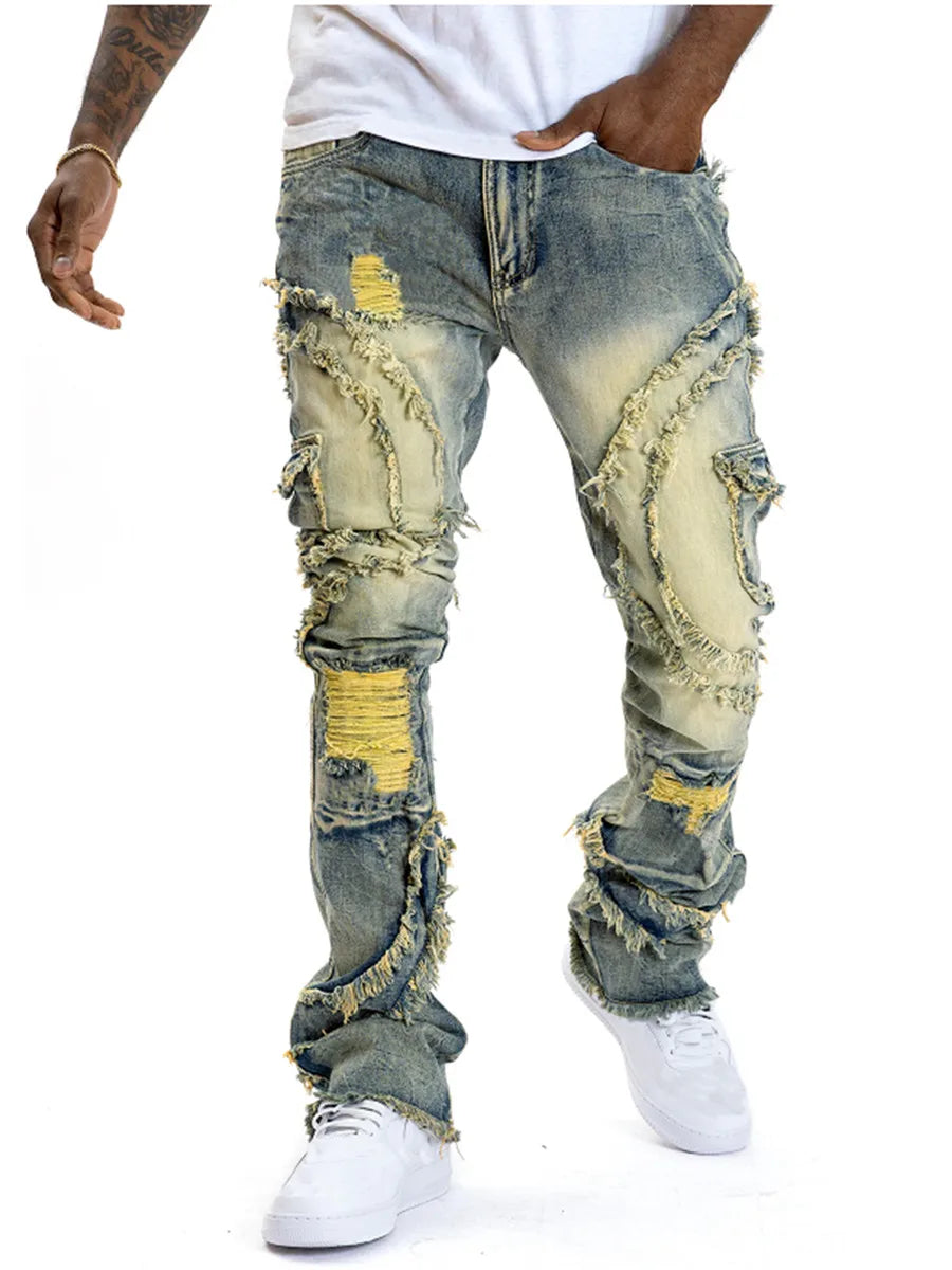 Casual Denim  Ripped Multi Pockets  Jeans