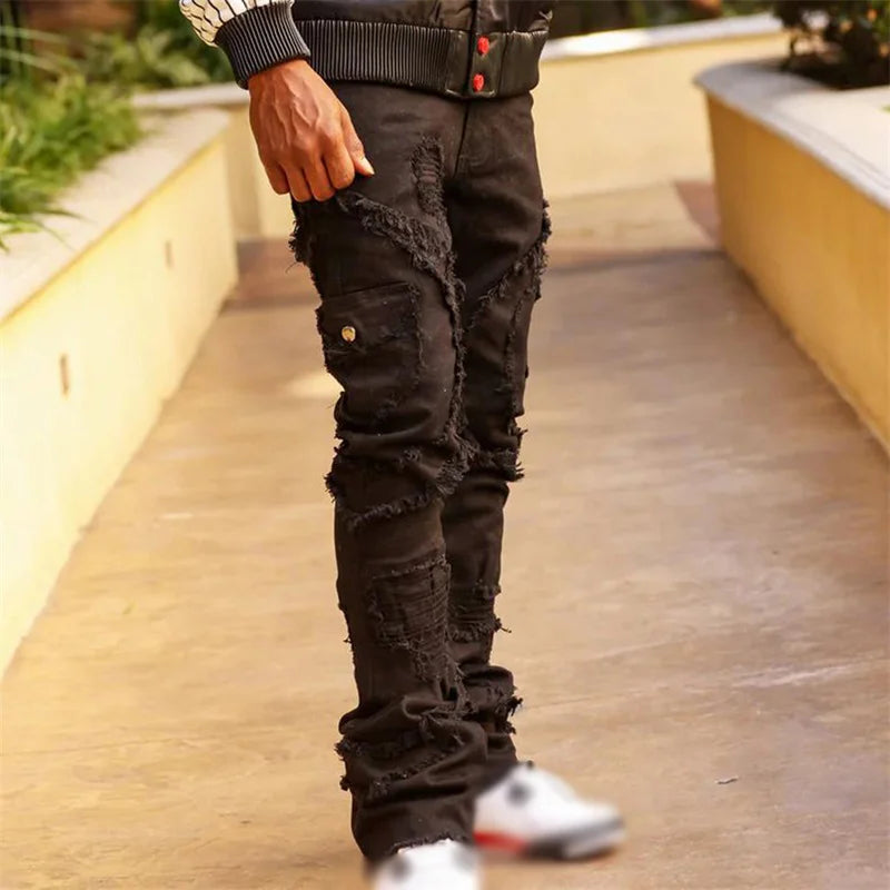 Casual Denim  Ripped Multi Pockets  Jeans