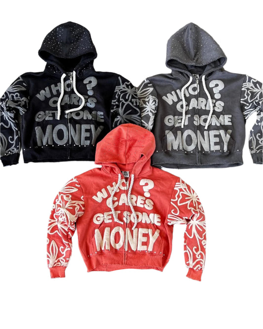 Who Cares Get Some Money Flare Hoodie