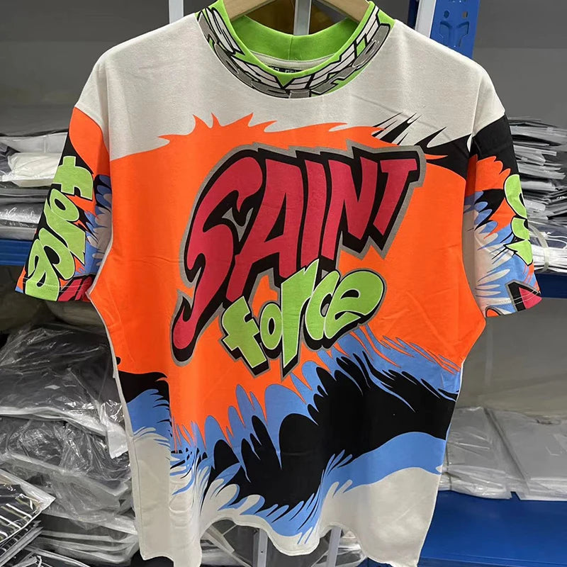 Saint Force Retro Racing Style Graffiti T Shirt