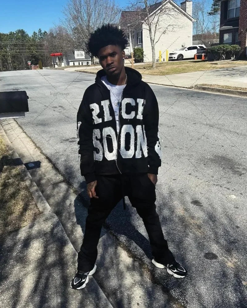 Rich Soon Embroidered Zipper Hoodie