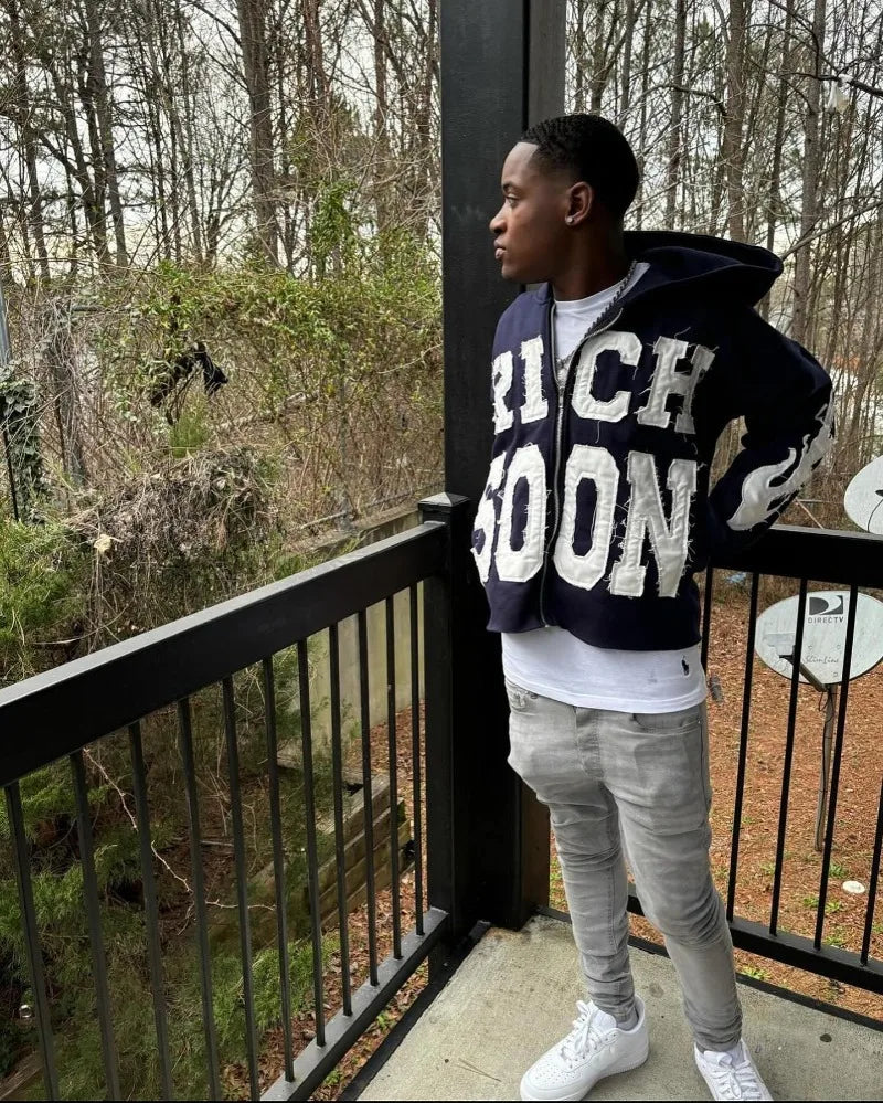 Rich Soon Embroidered Zipper Hoodie