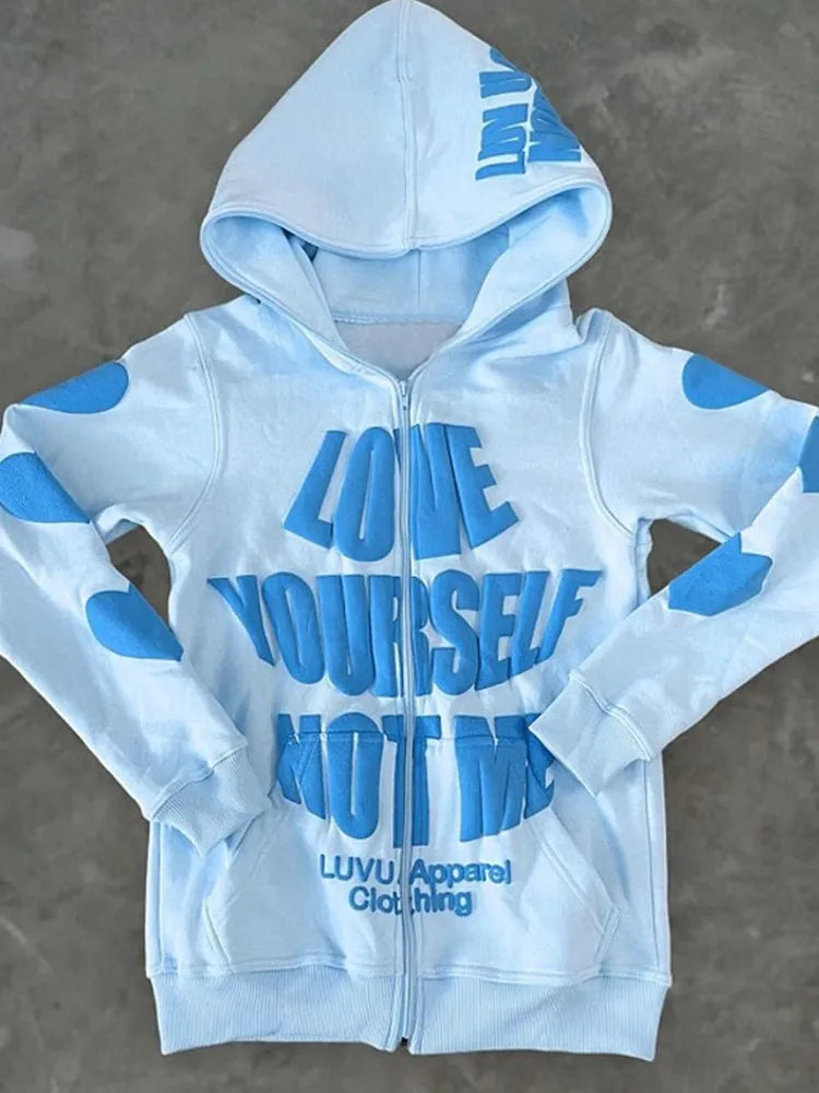 Love Yourself Not Me Full Zip Up Hoodie