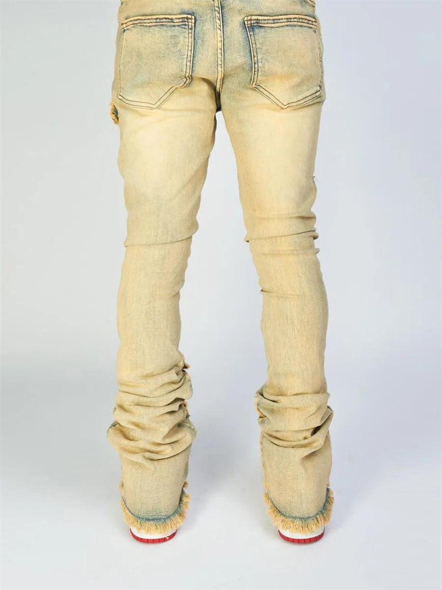 Men Ripped Distressed Cargo Jeans