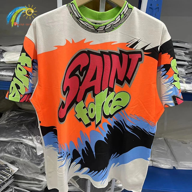 Saint Force Retro Racing Style Graffiti T Shirt