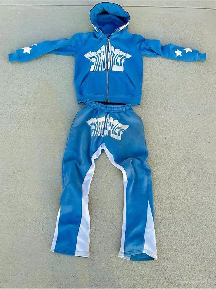 Stars Retro Hip Hop  Hoodie & Jogger Set