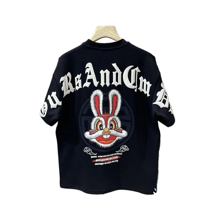 Trendy Cartoon Rabbit Printed T-Shirt