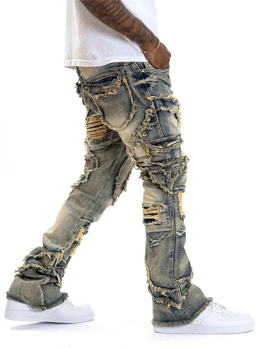 Casual Denim  Ripped Multi Pockets  Jeans