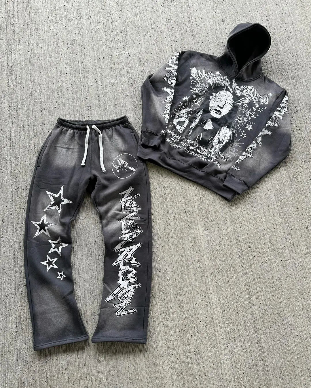 Indian Graphic Printed Sweatshirt & Flare Jogger Set