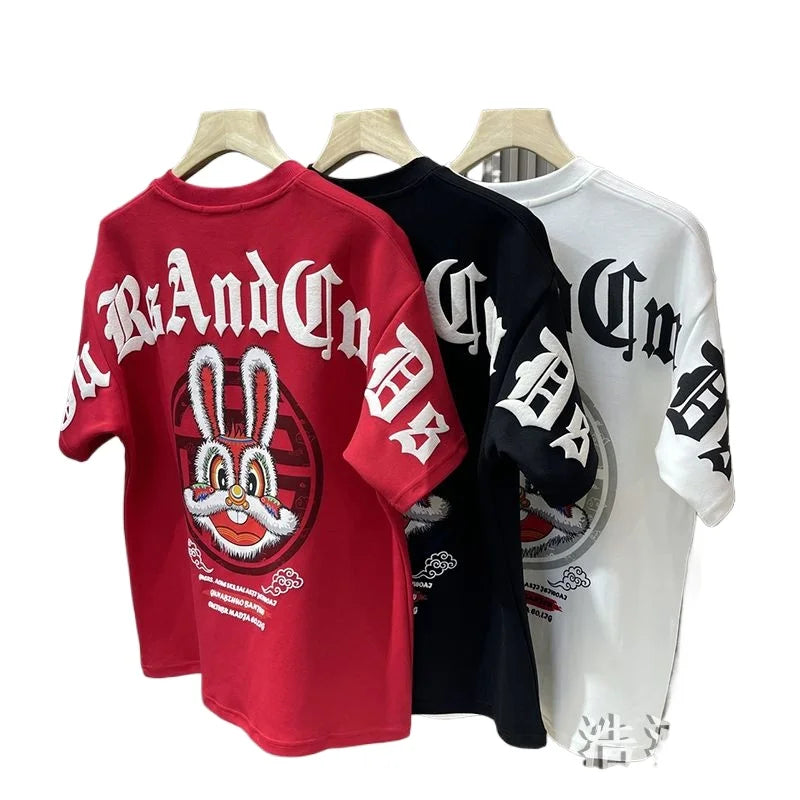 Trendy Cartoon Rabbit Printed T-Shirt