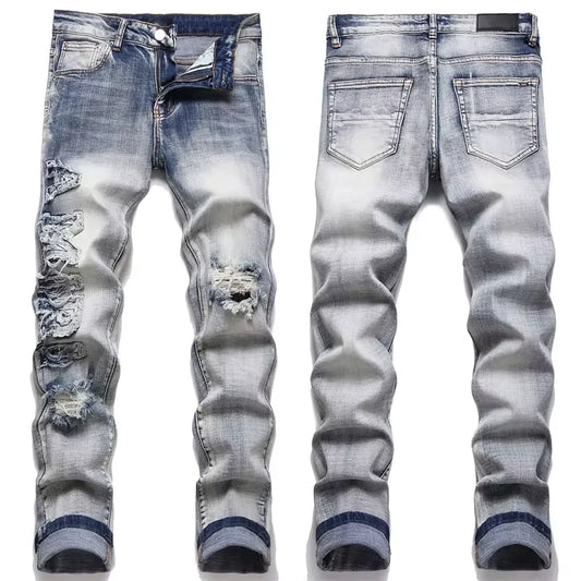 Slim Fit Four Season Patchwork Jeans