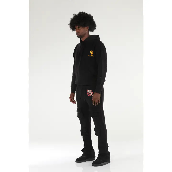 "Hold Your Head" 6 Pocket Stacked Flare Sweatsuit