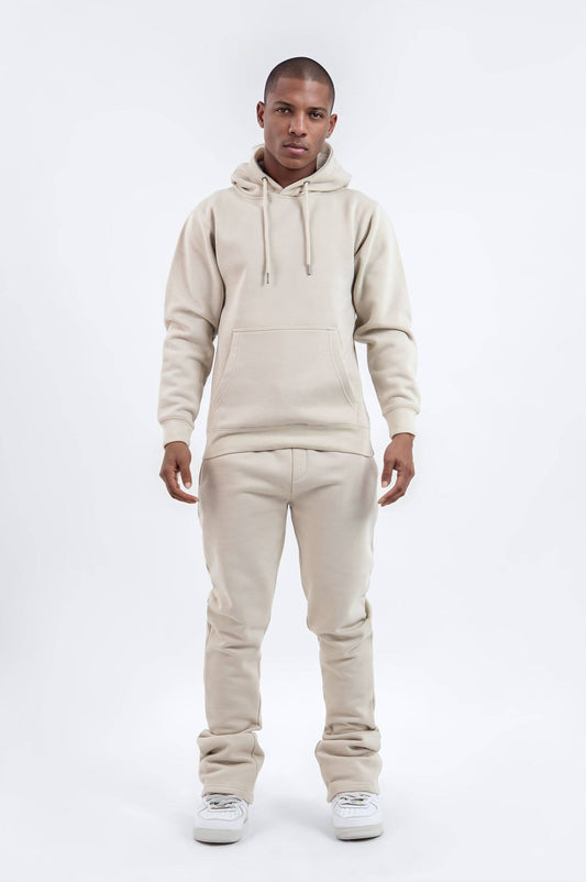 Cream Stacked Flare Sweatsuit