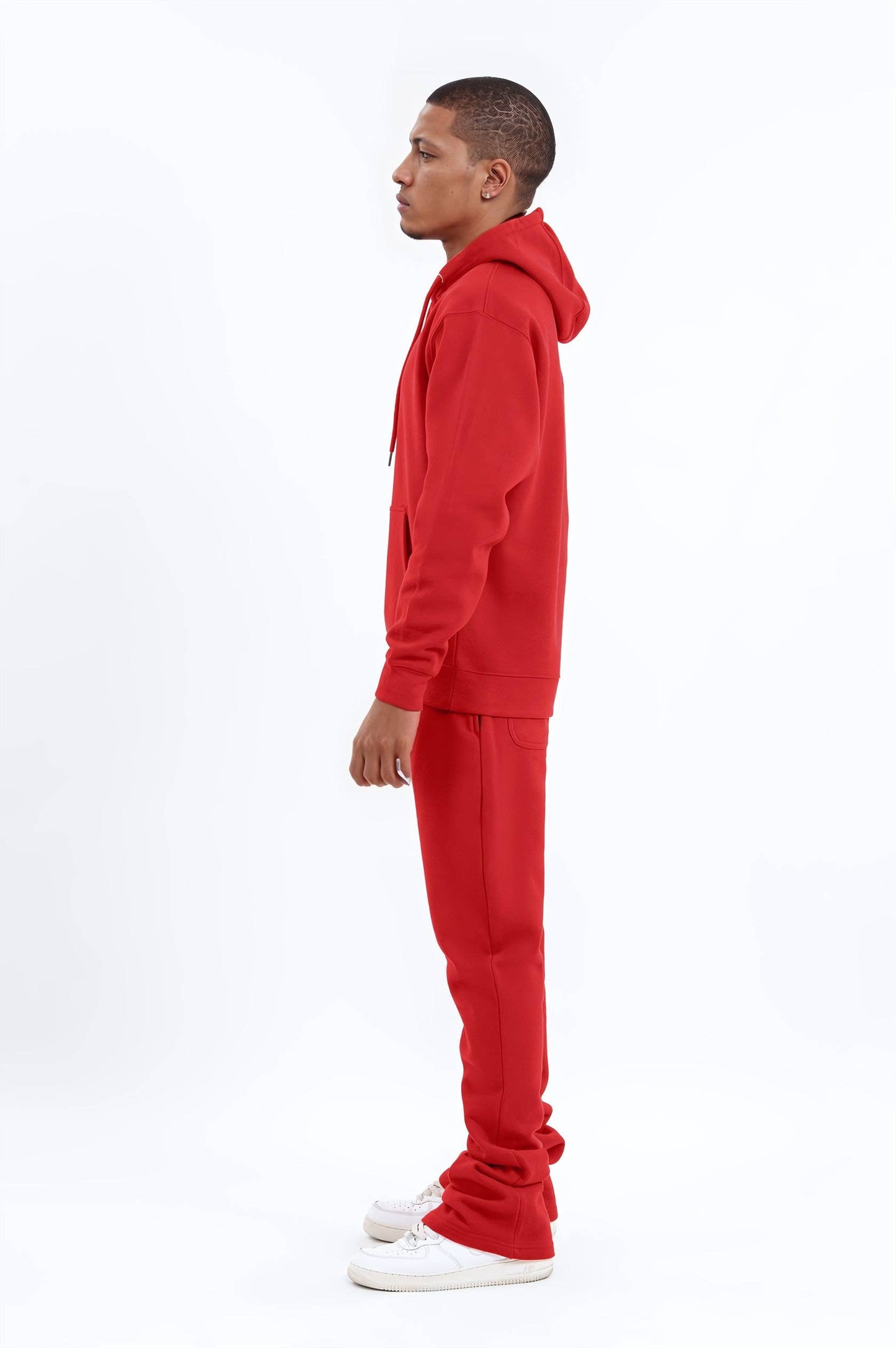 Red Stacked Flare Sweatsuit